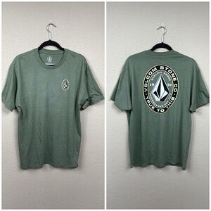 Volcom True To This Graphic Tee T Shirt Short Sleeve Green Skater Sz L